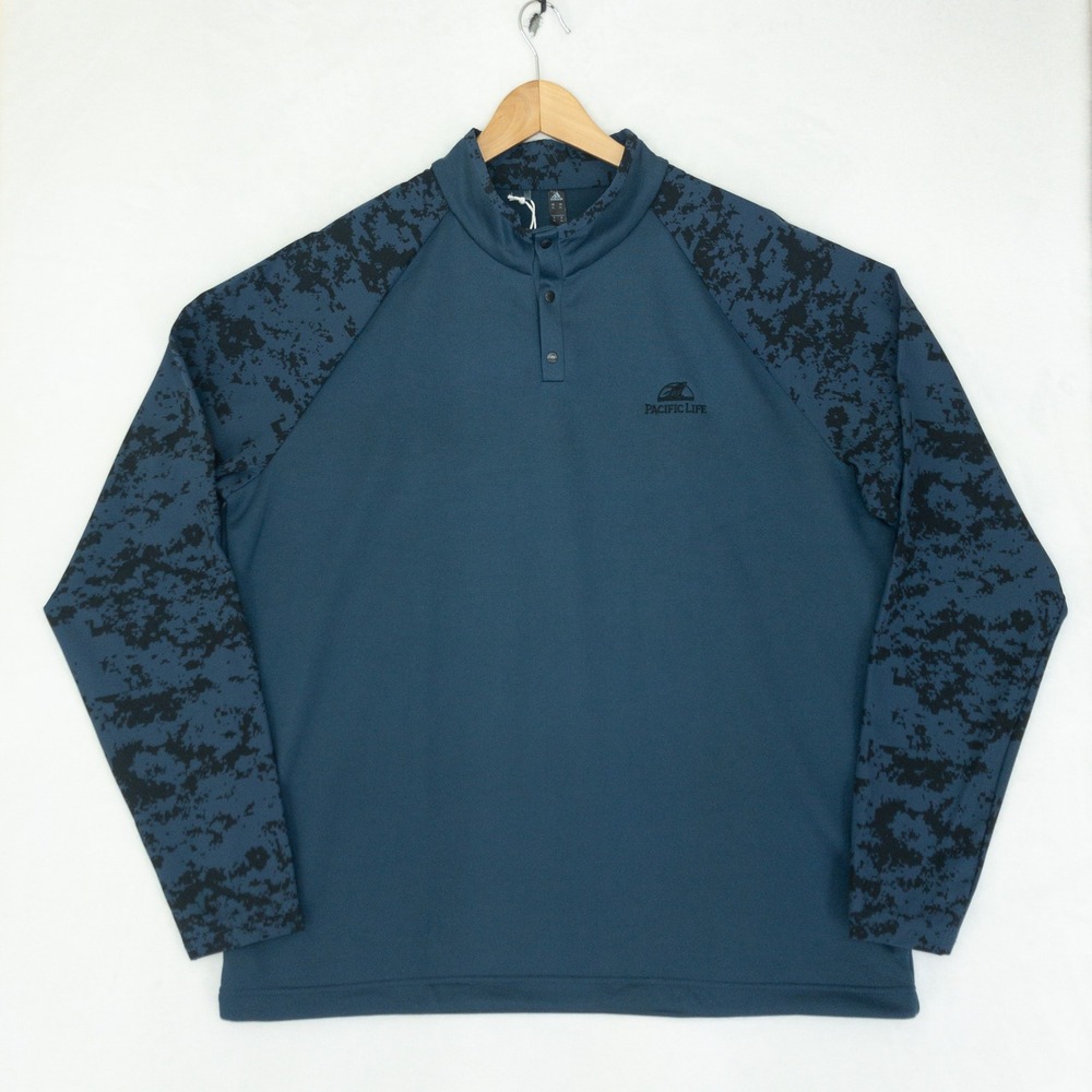Adidas Camo Hybrid Layer Pullover Mens XL Navy Blue Pacific Life Quarter Snap